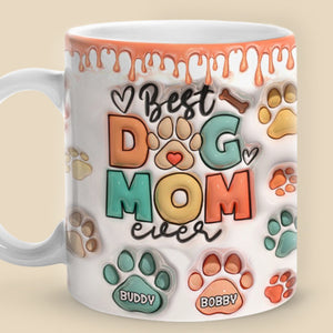 Meilleur papa et maman chien de tous les temps ! Mug personnalisé avec effet gonflable 3D pour chien et chat ! Cadeau de Noël pour les propriétaires et les amoureux des animaux.
