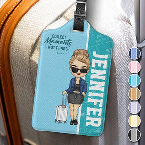 Voyager, c'est vivre - Étiquette de bagage personnalisée - Cadeau de vacances, cadeau pour les amoureux du voyage d'aventure