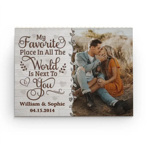 Photo personnalisée de mon endroit préféré au monde - Blocs de construction rectangulaires horizontaux personnalisés pour couple - Cadeau pour mari et femme, anniversaire