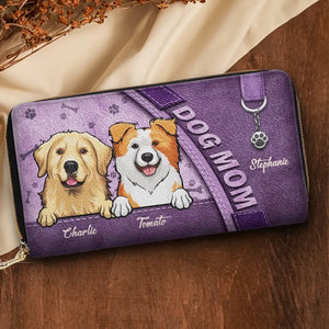 La vie est meilleure avec un chien ! Portefeuille long en cuir personnalisé pour chien et chat ! Cadeau pour les propriétaires et les amoureux des animaux.