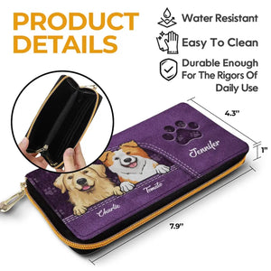 Les animaux de compagnie nous rendent la vie plus belle ! Portefeuille long en cuir personnalisé pour chien et chat ! Cadeau pour propriétaires et amoureux des animaux.