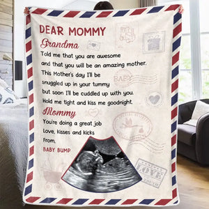 Couverture personnalisée avec photo « Je serai blotti dans ton ventre » - Cadeau de naissance, cadeau pour la première maman