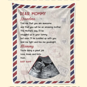 Couverture personnalisée avec photo « Je serai blotti dans ton ventre » - Cadeau de naissance, cadeau pour la première maman