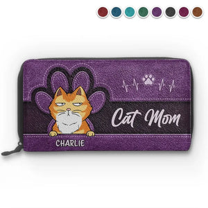 Portefeuille long en cuir personnalisé « Happy Being Fur Mom » pour chien et chat – Cadeau pour propriétaires et amoureux des animaux