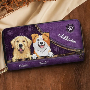 Un chien vous aime plus que tout - Portefeuille long en cuir personnalisé pour chien et chat - Cadeau pour propriétaires et amoureux des animaux