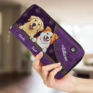 Un chien vous aime plus que tout - Portefeuille long en cuir personnalisé pour chien et chat - Cadeau pour propriétaires et amoureux des animaux