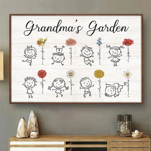 Jardin d'amour - Affiche horizontale personnalisée pour la famille - Cadeau pour grand-mère