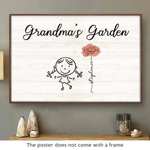 Jardin d'amour - Affiche horizontale personnalisée pour la famille - Cadeau pour grand-mère