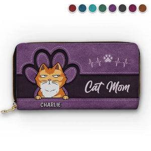 Portefeuille long en cuir personnalisé « Happy Being Fur Mom » pour chien et chat – Cadeau pour propriétaires et amoureux des animaux