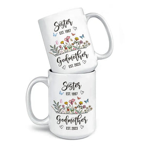 De meilleure amie à marraine - Mug personnalisé pour meilleure amie - Cadeau pour meilleures amies, meilleures amies, sœurs