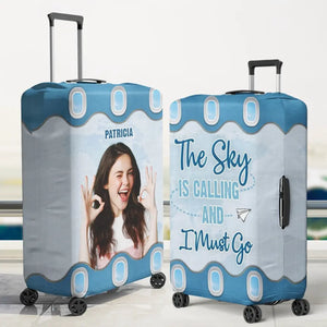 Housse de bagage personnalisée avec photo « Je suis une fille qui aime voyager » - Cadeau de vacances, cadeau pour les amoureux du voyage d'aventure