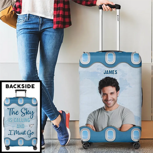 Housse de bagage personnalisée avec photo « L'été vous appelle » - Cadeau de vacances, cadeau pour les amoureux du voyage d'aventure
