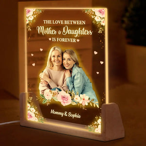 Photo personnalisée, unis pour toujours - Veilleuse LED 3D en noyer personnalisée pour la famille - Cadeau pour la fête des mères