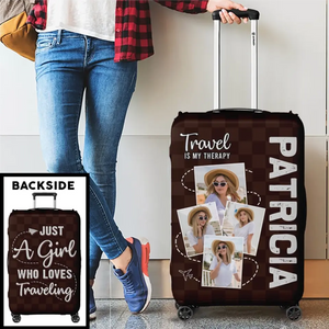 Housse de bagage personnalisée avec photo « Alors l'aventure commence » - Cadeau de vacances, cadeau pour les amoureux du voyage d'aventure