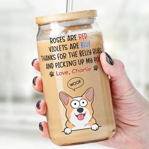 Merci pour les caresses sur le ventre ! Tasse en verre personnalisée pour chien, tasse à café glacé ! Cadeau pour les propriétaires d'animaux et les amoureux des animaux.