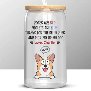 Merci pour les caresses sur le ventre ! Tasse en verre personnalisée pour chien, tasse à café glacé ! Cadeau pour les propriétaires d'animaux et les amoureux des animaux.