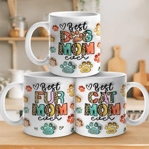 L'amour, c'est un nez mouillé et une queue qui remue - Mug personnalisé avec effet gonflé en 3D pour chien et chat - Cadeau pour les propriétaires et les amoureux des animaux