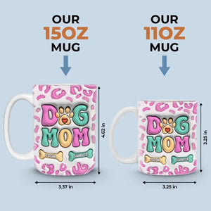Tasse personnalisée avec motif chien « Mama Eat Drink And Be Merry » en 3D avec effet gonflable – Cadeau pour les propriétaires et les amoureux des animaux