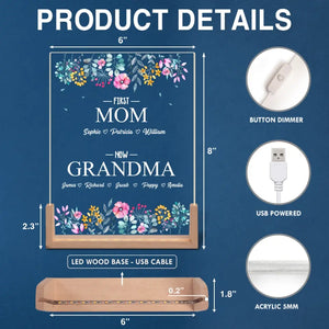 Première maman, maintenant grand-mère ! Veilleuse LED 3D personnalisée en forme de noyer pour la famille ! Cadeau pour maman et grand-mère, fête des mères