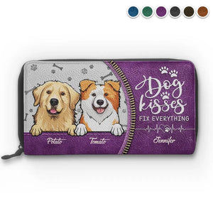 Bisous de chien : tout est possible ! Portefeuille long en cuir personnalisé pour chien et chat ! Cadeau pour les propriétaires et les amoureux des animaux.