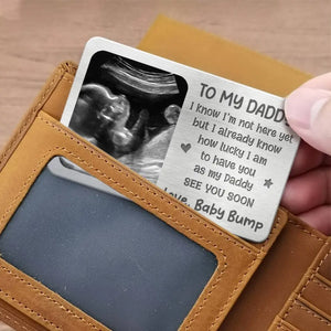 Carte portefeuille personnalisée en aluminium avec photo pour papa pour la première fois, à emporter avec vous ! Cadeau pour la fête des pères et un anniversaire.