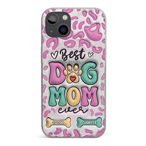 Meilleure maman de chien au monde - Coque de téléphone transparente personnalisée avec effet gonflable 3D - Cadeau pour propriétaires et amoureux des animaux