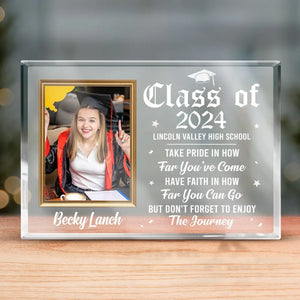 Photo personnalisée « Je suis si fier de toi, bonne remise de diplôme » - Plaque rectangulaire en acrylique personnalisée pour la famille - Cadeau pour les diplômés