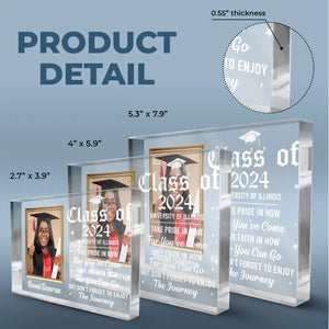 Photo personnalisée « Le début est toujours aujourd'hui » - Plaque rectangulaire en acrylique personnalisée pour famille - Cadeau pour diplômés