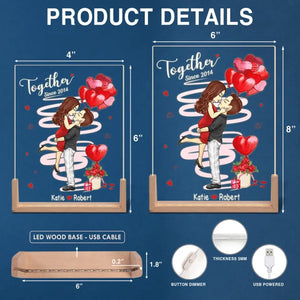 Toi et moi, nous sommes ensemble - Veilleuse LED 3D personnalisée en forme de noyer pour couple - Cadeau pour mari et femme, anniversaire
