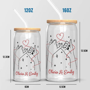 Tasse en verre personnalisée « Standing By My Side » pour meilleure amie, tasse à café glacé - Cadeau pour meilleures amies, meilleures amies, sœurs