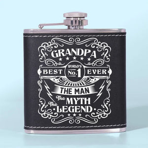 L'Homme Le Mythe La Légende - Flasque Personnalisée Familiale - Fête des Pères, Cadeau pour Papa, Grand-Père