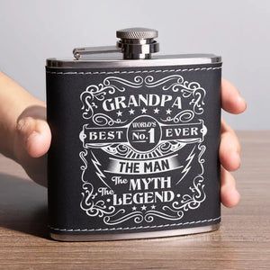 L'Homme Le Mythe La Légende - Flasque Personnalisée Familiale - Fête des Pères, Cadeau pour Papa, Grand-Père