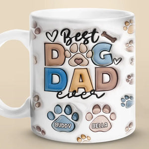 Meilleur papa à fourrure de tous les temps - Mug personnalisé avec impression 3D effet gonflé pour chien et chat - Fête des pères, cadeau pour les propriétaires d'animaux et les amoureux des animaux
