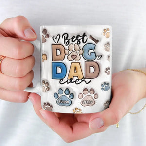 Meilleur papa à fourrure de tous les temps - Mug personnalisé avec impression 3D effet gonflé pour chien et chat - Fête des pères, cadeau pour les propriétaires d'animaux et les amoureux des animaux