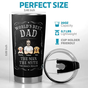 Meilleur papa du monde - Gobelet personnalisé pour chien - Fête des pères, cadeau pour les propriétaires d'animaux et les amoureux des animaux