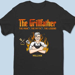 Le Grillfather, la légende - T-shirt unisexe personnalisé, sweat à capuche, sweat-shirt - Fête des pères, cadeau pour papa, grand-père