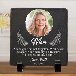 Photo personnalisée pour rester gravée dans les cœurs - Pierre commémorative carrée personnalisée - Cadeau de condoléances pour les membres de la famille