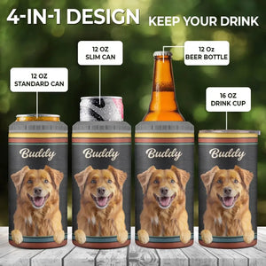 Un chien personnalisé résout la plupart de mes problèmes, la bière résout le reste - Gobelet isotherme 4 en 1 personnalisé pour chien - Fête des Pères, cadeau pour les propriétaires d'animaux et les amoureux des animaux