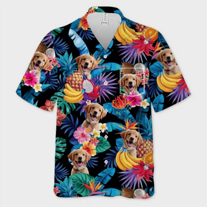 T-shirt hawaïen tropical unisexe personnalisé avec photo « Le plus cool de la plage » pour chien et chat - Cadeau idéal pour les vacances d'été, les propriétaires d'animaux et les amoureux des animaux.