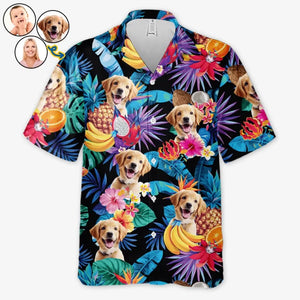 T-shirt hawaïen tropical unisexe personnalisé avec photo « Le plus cool de la plage » pour chien et chat - Cadeau idéal pour les vacances d'été, les propriétaires d'animaux et les amoureux des animaux.