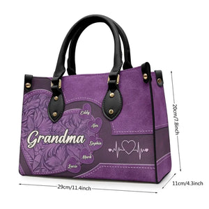 Grand-mère, tu es le soleil de ma vie - Sac à main en cuir personnalisé pour la famille - Cadeau pour la fête des mères, maman, grand-mère