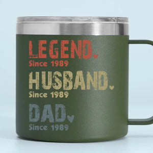La vie d'un homme - Gobelet personnalisé en acier inoxydable de 14 oz avec poignée - Cadeau pour la fête des pères, papa ou grand-père