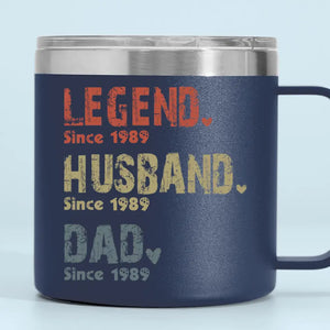 La vie d'un homme - Gobelet personnalisé en acier inoxydable de 14 oz avec poignée - Cadeau pour la fête des pères, papa ou grand-père
