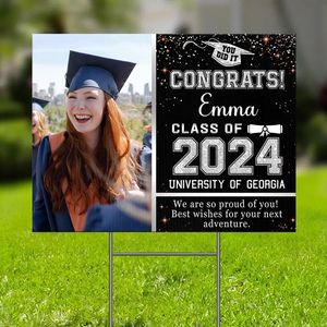 Photo personnalisée Meilleurs vœux pour votre prochaine aventure - Panneau de jardin personnalisé pour la famille - Cadeau de remise de diplôme pour les membres de la famille, les frères et sœurs