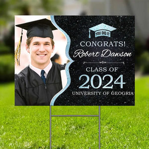 Photo personnalisée : Une douce fin pour un nouveau départ - Panneau de jardin personnalisé pour la famille - Cadeau de remise de diplôme pour les membres de la famille, les frères et sœurs