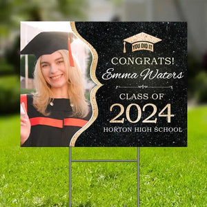 Photo personnalisée : Une douce fin pour un nouveau départ - Panneau de jardin personnalisé pour la famille - Cadeau de remise de diplôme pour les membres de la famille, les frères et sœurs