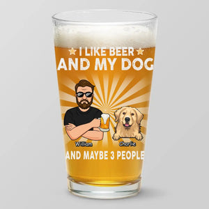 J'aime la bière et mes chiens - Verre à bière personnalisé pour chien - Fête des pères, cadeau pour les propriétaires d'animaux et les amoureux des animaux