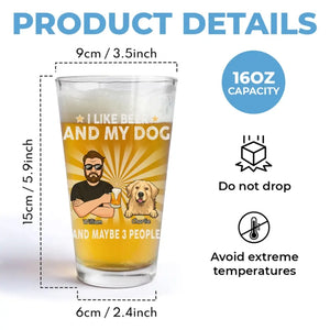 J'aime la bière et mes chiens - Verre à bière personnalisé pour chien - Fête des pères, cadeau pour les propriétaires d'animaux et les amoureux des animaux