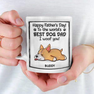 Au meilleur papa chien du monde, je t'aime ! Mug personnalisé avec effet gonflable en 3D, imprimé chien ! Cadeau pour la fête des pères, pour les propriétaires d'animaux et les amoureux des animaux.