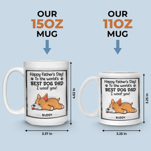 Au meilleur papa chien du monde, je t'aime ! Mug personnalisé avec effet gonflable en 3D, imprimé chien ! Cadeau pour la fête des pères, pour les propriétaires d'animaux et les amoureux des animaux.